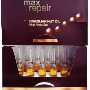 Max Repair אמפולות טיפוליות לשיער: העוצמה של שמן אגוז ברזילאי לשיקום וברק (12 יחידות)
